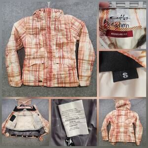 Oakley Jacket Womens Small Plaid Down Regular Fit Hooded Ski Snowboard Coat‎